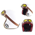 Yilingqi-1 Casque de Moto rétro avec Lunettes Vintage Motorcycle Trois Quarts Casque de sécurité électrique certifié Casque électrique Casque de vélo électrique,F,S