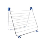 Axentia 251503 Séchoir à linge pour baignoire, Blanc/Bleu, env. 66 x 64 x 14-120 cm