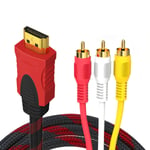 Câble adaptateur HDMI vers 3 RCA - Câble audio vidéo AV de 1,5 m - Adaptateur haute définition 1080p mâle M/M