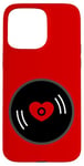 Coque pour iPhone 15 Pro Max disque vinyle vintage cœur album rouge valentines mignon rétro