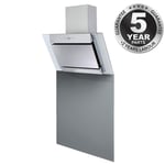 SIA 60cm Angled Stainless Steel Chimney Cooker Hood & Toughened Glass Splashback