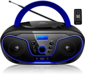 Lecteur CD/CD-R portable - Boombox - USB - Radio FM - Entrée AUX - Pr casque enfant - Chaîne stéréo - Système compact (Dark Blue)