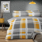 Charlotte Thomas Carson Ochre & Grey Checked Duvet Cover Set Super King Bedding