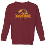 Jurassic Park Logo Tropical Kids' Sweatshirt - Burgundy - 5-6 Years - Burgundy