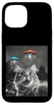 Coque pour iPhone 15 Maine Coon Cat Selfie avec Alien OVNI Homme, Femme, Enfant