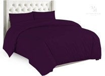 Sapphire Collection Plain Duvet Cover with Pillow Cases - Non-Iron Percale, Plum