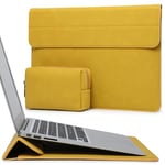 HYZUO 15-16 Inch Laptop Sleeve Case with Stand Feature for MacBook Pro 16 M4/M3/M2/M1 Pro/Max 2024-2019, XPS 15, MacBook Pro 15 2015-2012, Samsung Galaxy Book Flex/Pro 15, Olive Yellow