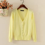 HKVML Women's Cardigan Knitted Sweater Long Sleeve Crochet Female Cardigan With Buttons Short Sweater Women Cardigans,Light Yellow,XXXL