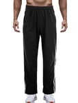 AIEOE Pantalon de survêtement pour homme - Pantalon de sport - Pantalon de basket-ball - Léger - Fermeture éclair - Jambes amples - Pour entraînement et course à pied, Noir , 34-37