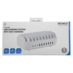 Deltaco USB charging station  7x USB-A 2.4 A  3x USB-C PD 20 W  white