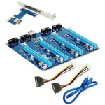 Tlily - D'Extension pci-e 1X pci Express 1 à 4 Ports Commutateur Multiplicateur hub Carte de Adaptateur pcie X1 X16