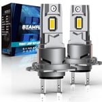 BEAMFLY Ampoule de Phare H7 LED, 26000LM Kit de Conversion Phare H7 LED Mini Taille Ampoule de Phare H7 6500K Blanc, IP68 Ampoule de Remplacement Voiture Plug and Play étanche, Lot de 2