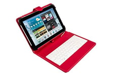 SilverHT 19161 10.1" Valise repliable Rouge, Blanc étui pour tablette - Étuis pour tablette (Valise repliable, Universel, 25,6 cm (10.1"), Clavier, Rouge, Blanc)