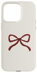 Coque pour iPhone 15 Pro Max Coquette esthétique bordeaux bordeaux avec nœud rouge