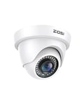 ZOSI 2.0MP 1080P 1920TVL Hybrid 4-in-1 TVI CVI AHD CVBS Security Surveillance CCTV Dome Camera, Weatherproof 80ft IR Day Night Vision For 960H,720P,1080P,5MP,4K analog Surveillance DVR (White)