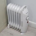 Portable 7 Fin Oil Filled Radiator Electric White Home Office Mini Space Heater