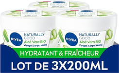 NIVEA NATURALLY GOOD Crème Hydratante Multi-Usage 3-En-1 (Lot De 3 X 200 Ml), Cr
