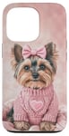 iPhone 13 Pro Aesthetic Pink Christmas Yorkshire Terrier Holiday Xmas Case