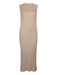 NORR Crome Rib Knit Dress Beige