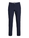 JACK & JONES Men's Slim Fit Chinos Tapered Leg Cotton Stretch Trousers Navy Blazer 33W / 34L