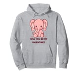 Will you be my Valentine Valentines Day Litte Sweet Elephant Pullover Hoodie