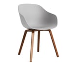 HAY - AAC222 Chair WB Lacq Walnut Base Concrete Grey 2.0 Shell - Matstolar - Hee Welling - Grå - Trä/Plast