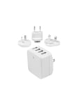 StarTech.com 4-Port USB Wall Charger - International Travel - 34W/6.8A White power adapter