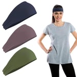 3 Pièces Bandeaux de Sport, Bandeau Cheveux de Yoga Femme, Headbands Élastique Anti-Transpiration, Bande de Course Cheveux Antidérapant pour Randonnée Cyclisme Fitness Tennis Unisexe