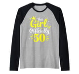 This Girl Is Officially 50 Her Age Years Birthday Old Fifty Raglan Baseball Tee