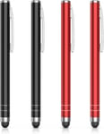 Stylet Capacitif Pour Ipad, 4pcs Stylus Pen Universel De Haute Précision Avec Écran Tactile Pour Tablette Compatible Avec Ipad/Ipad Mini/Air/Pro, Iphone, Kindle, Galaxy - Noir + Rouge