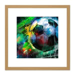 Back of the Net Football Soccer Score Goal Abstract Sport Painting Square Wooden Framed Wall Art Print Picture 8X8 Inch