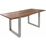 Table à manger 180x90 Acacia laqué Bois naturel / Gris mat FREEFORM