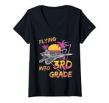 Womens Flying Into 3rd Grade Fighter Jet Plane Back To School V-Neck T-Shirt