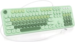 Clavier à Membrane 100%,104 Touches Punk Style Machine à écrire rétro,Clavier à Membrane à Touches Rondes,avec Cable USB pour PC/Win/Mac/Ordinateur Portable(Américain QWERTY)(GT108 Green)