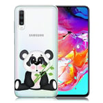 Samsung Deco Galaxy A70 kuoret - Panda Holding Bamboos Monivärinen