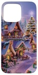 Coque pour iPhone 15 Pro Max Village Enneigé Hiver Neige Noël Modèle Flocons De Neige