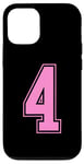 Coque pour iPhone 14 Rose Numéro 4 Équipe Junior Sports Uniforme Numéroté