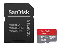 SanDisk Ultra 128 Go microSDXC Carte Mémoire + Adaptateur SD. Vitesse de Lecture Allant jusqu'à 120MB/S, Classe 10, UHS-I