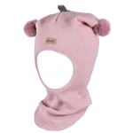 Kivat balaclava med kontrast dusker, soft rosa/old rose