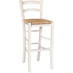 Tabouret haut en bois d'aniline blanc - 73 cm - Style rustique pour la maison et le bar