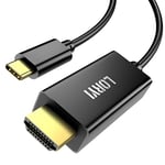 Câble USB C vers HDMI 4K à 60 Hz, cordon USB Type C vers HDMI pour bureau à domicile 6 pieds pour Thunderbolt 3/4, MacBook Pro 2021, iPad Pro 2021, Galaxy S22/21, Dell XPS 13 et plus (mode DP Alt requ