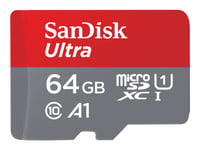 Sandisk Ultra - Flash-Minneskort (Microsdxc Till Sd-Adapter Inkluderad) - 64 Gb - A1 / Uhs-I U1 / Class10 - Mikrosdxc Uhs-I