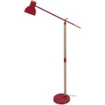 Lampadaires Tosel  lampadaire liseuse articulé bois naturel et rouge