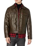 Levi's Men's Faux Leather Classic Trucker Jacket, Grainy Cow Brown, L