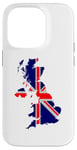 Coque pour iPhone 14 Pro Drapeau carte du Royaume-Uni