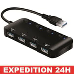 USB 3.0 Hub 4 Ports, Data Hub USB Ultra Rapide avec Voyants de Commutateurs Alimentation Individuels pour Macbook, Mac Pro, Windows