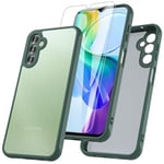 RC1WD Coque Samsung A14 4G/5G, Coque Galaxy A14 avec Verre Trempé Protection D'écran, 360 Antichoc Résistante intégrale Complète Protection Translucide Etui Housse pour Samsung Galaxy A14-Vert