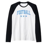 Football All Sky Blue Stars Classic Retro Varsity Text Raglan Baseball Tee