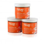 3 x THE HIVE OF BEAUTY WARM HONEY DEPILATORY WAX 425g  leg bikini hair removal