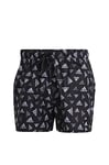 adidas Men's Logo Print CLX Swim Shorts Very Short Length, Black/White, 3XL